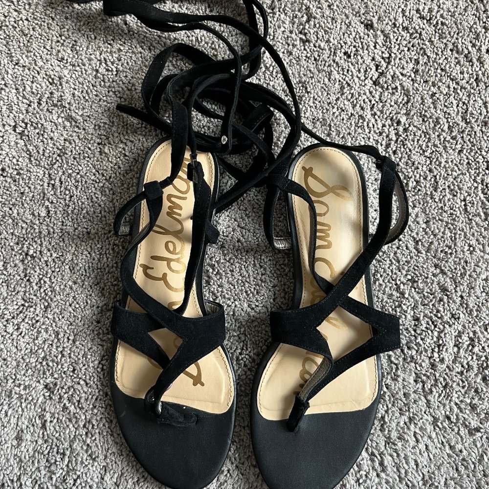 Sam Edelman Flat Lace Up Black Sandals